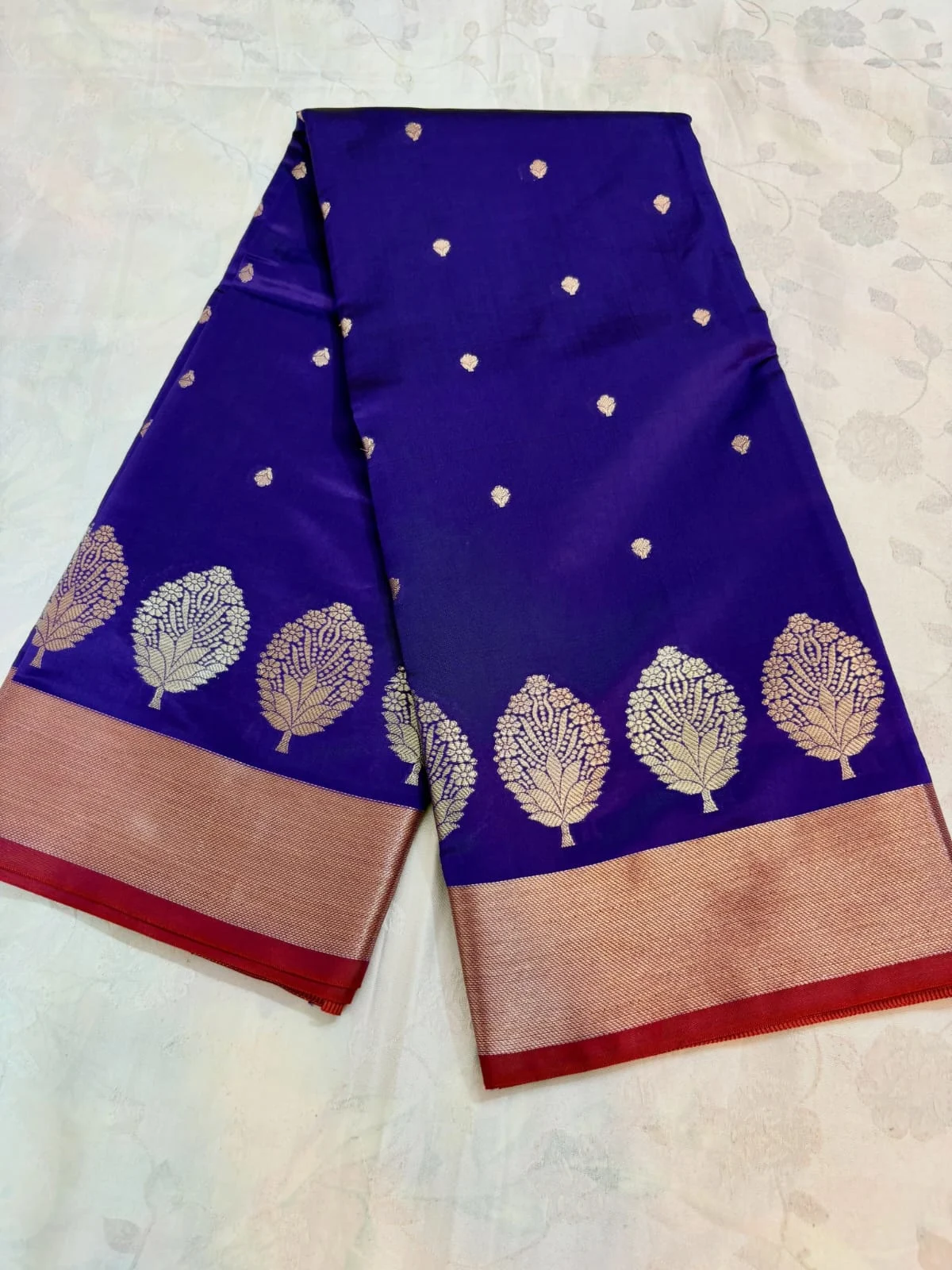 Banarasi Semi Katan Saree - Royal Blue